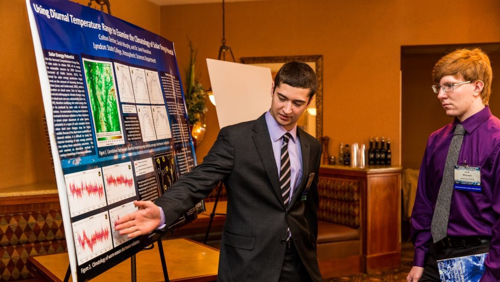 Colton Zercher explains his research at the 2016 Northeastern Storm Conference